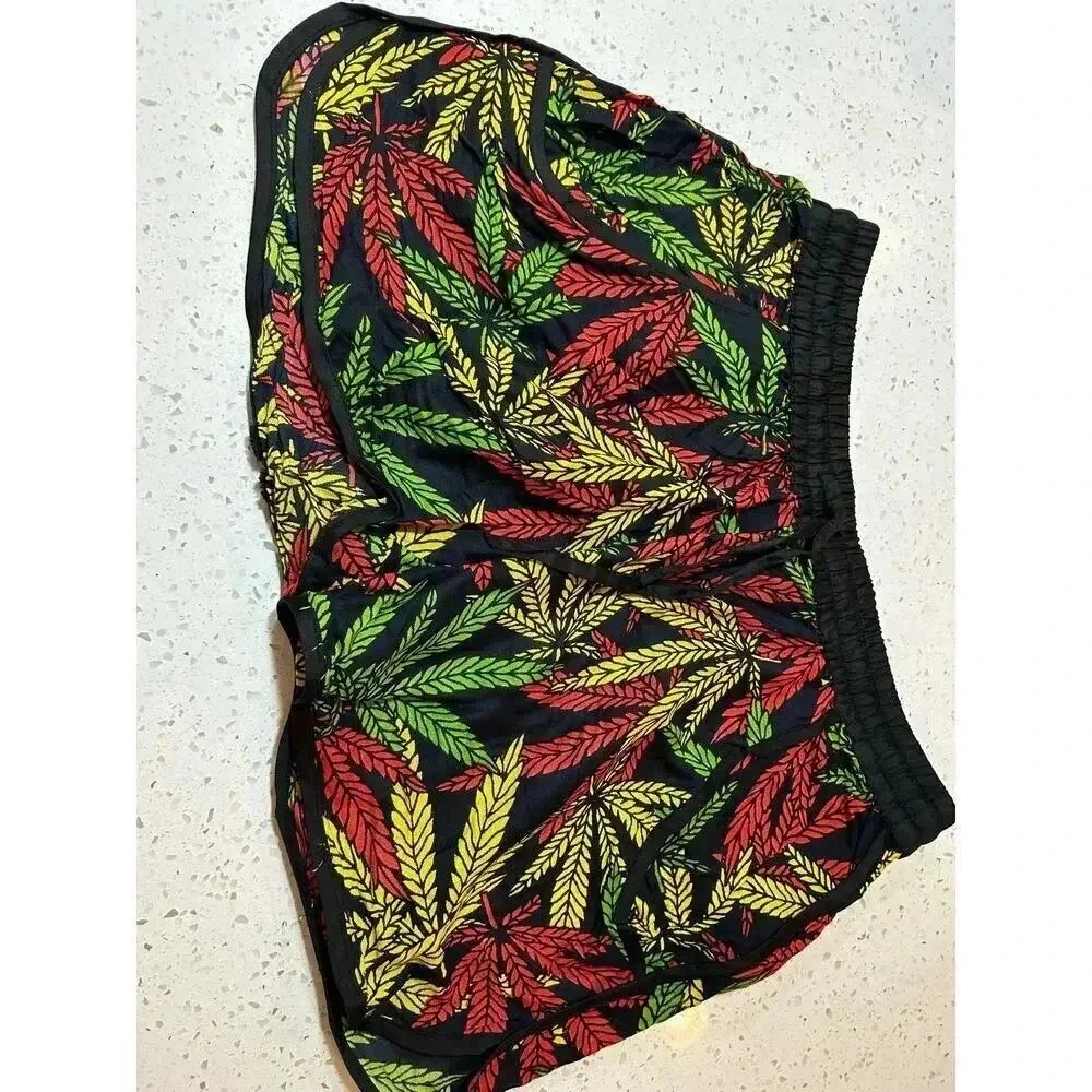 exist booty shorts weed ganja rasta design size large